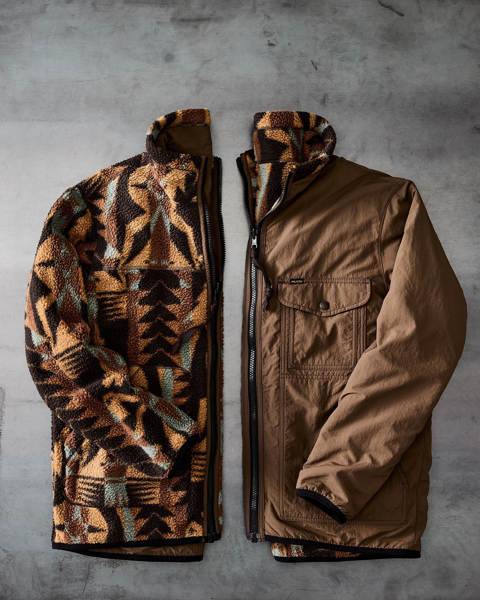Reversible Pile Fleece Jacket "Brown/Night Camp"