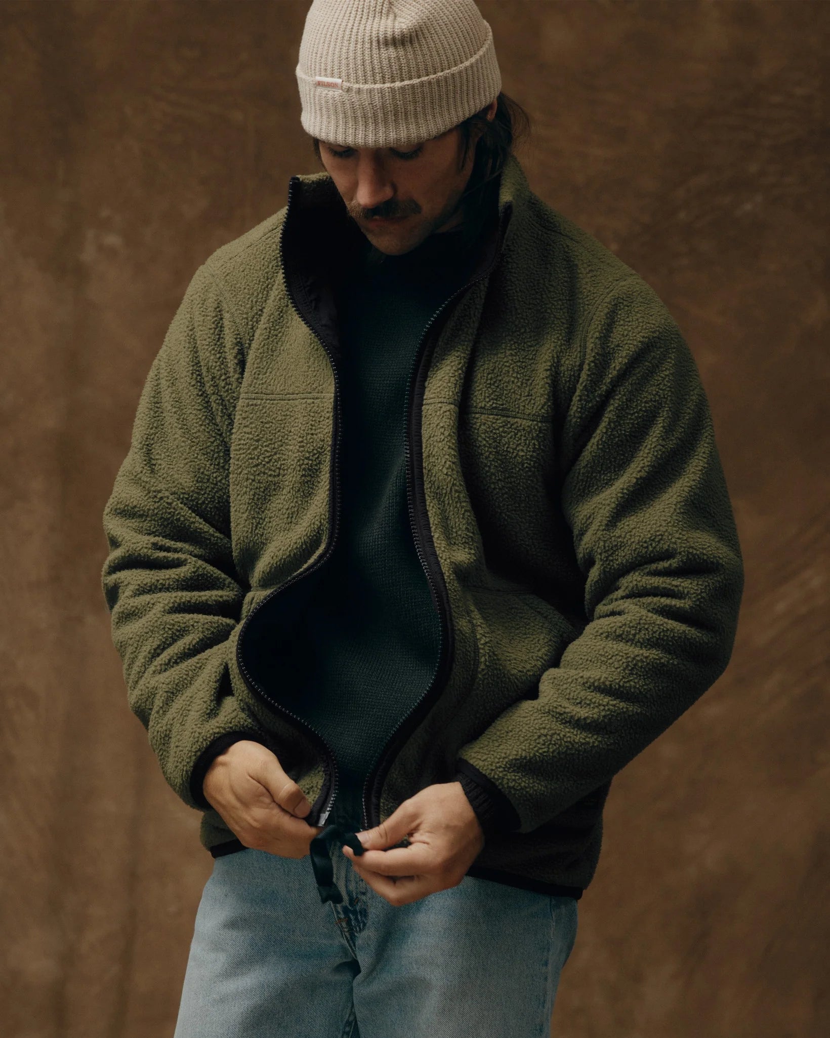 Reversible Pile Fleece Jacket "Dark Olive Drab"