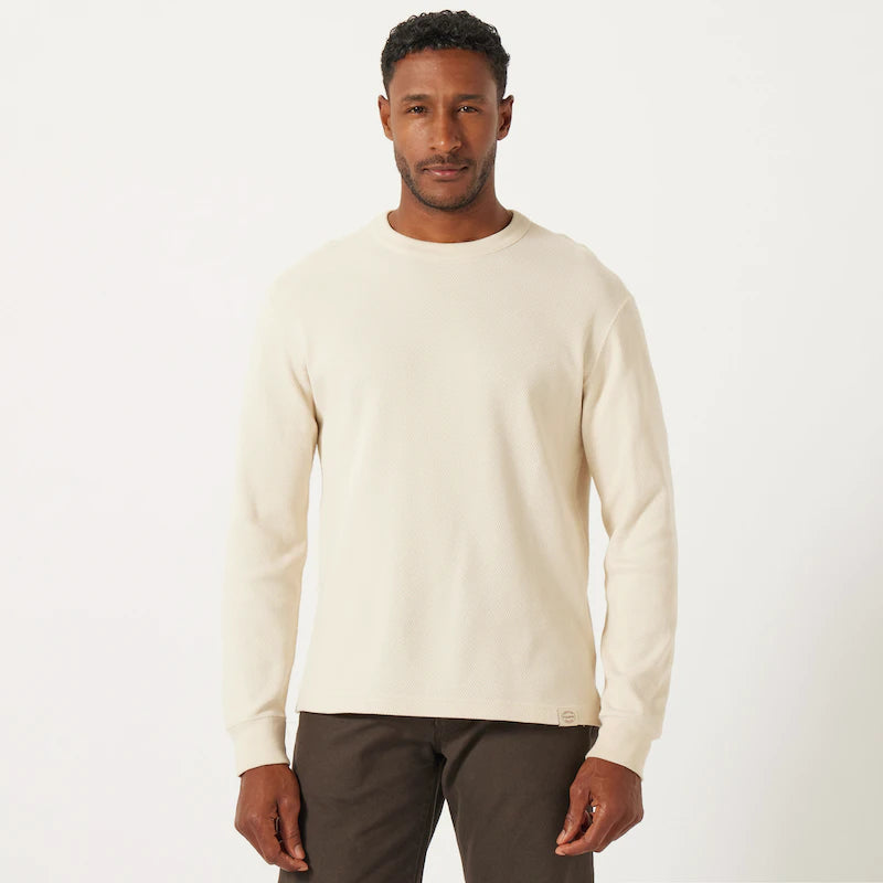 Waffle Knit Thermal Crew "Sand"