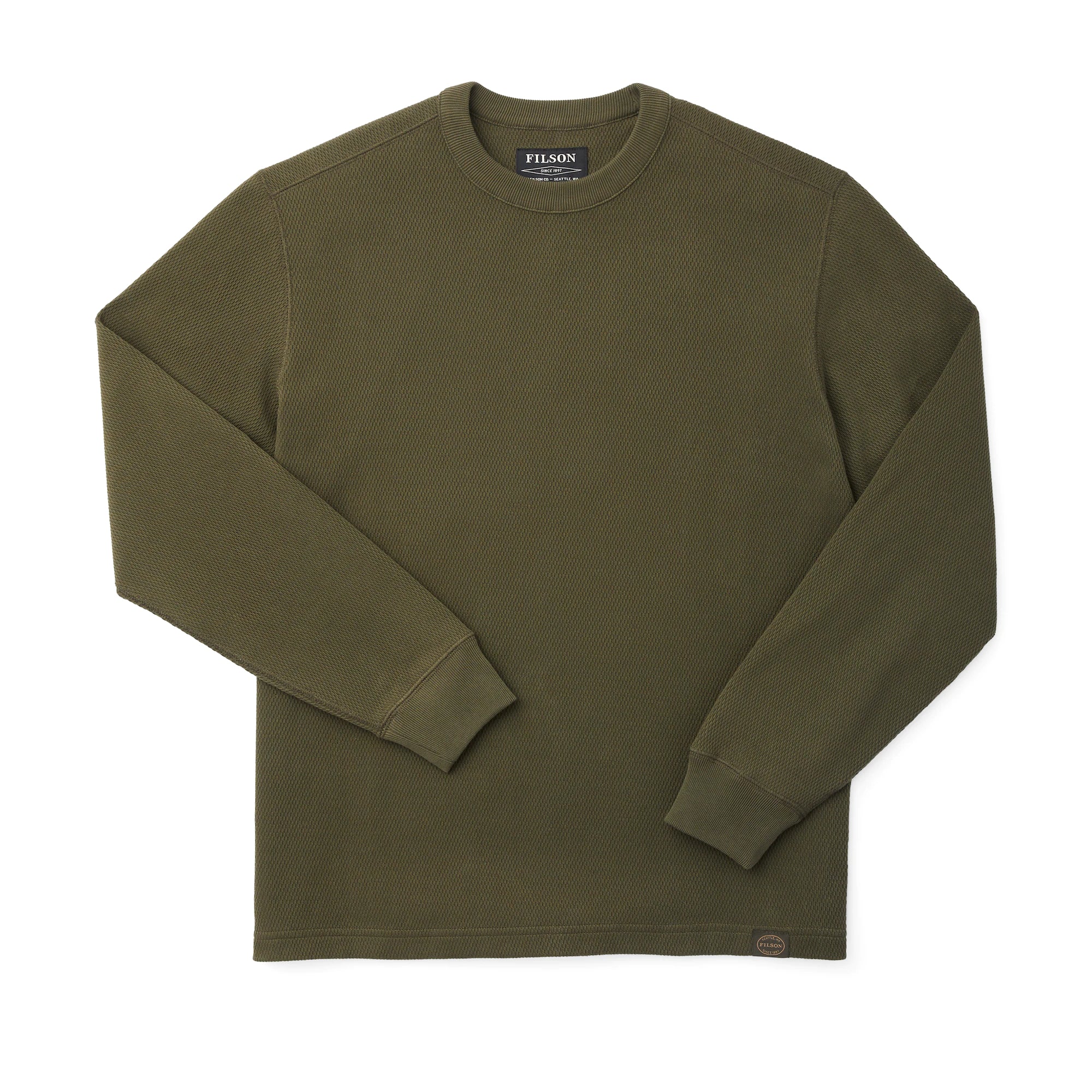 Waffle Knit Thermal Crew "Mossy Rock"