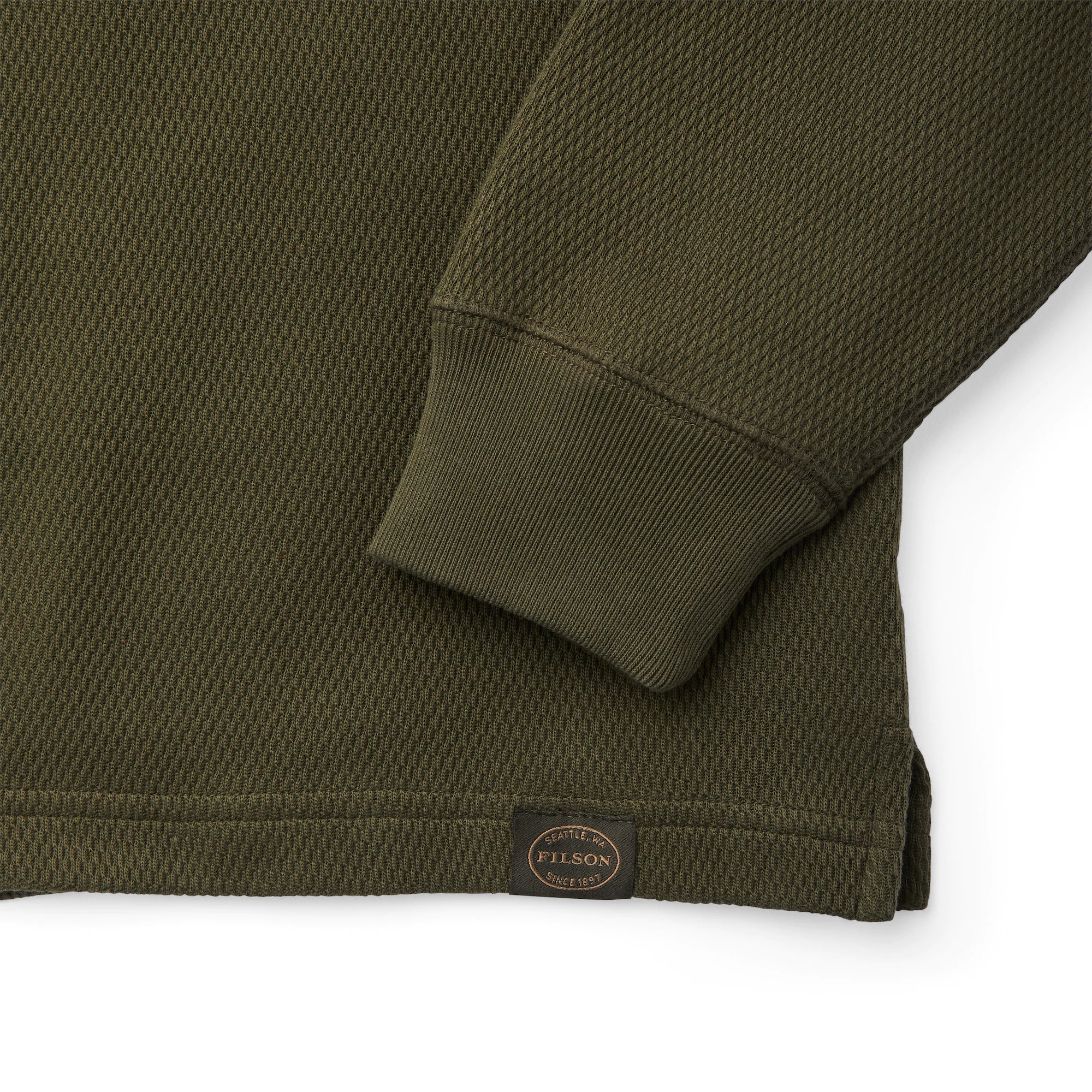 Waffle Knit Thermal Crew "Mossy Rock"