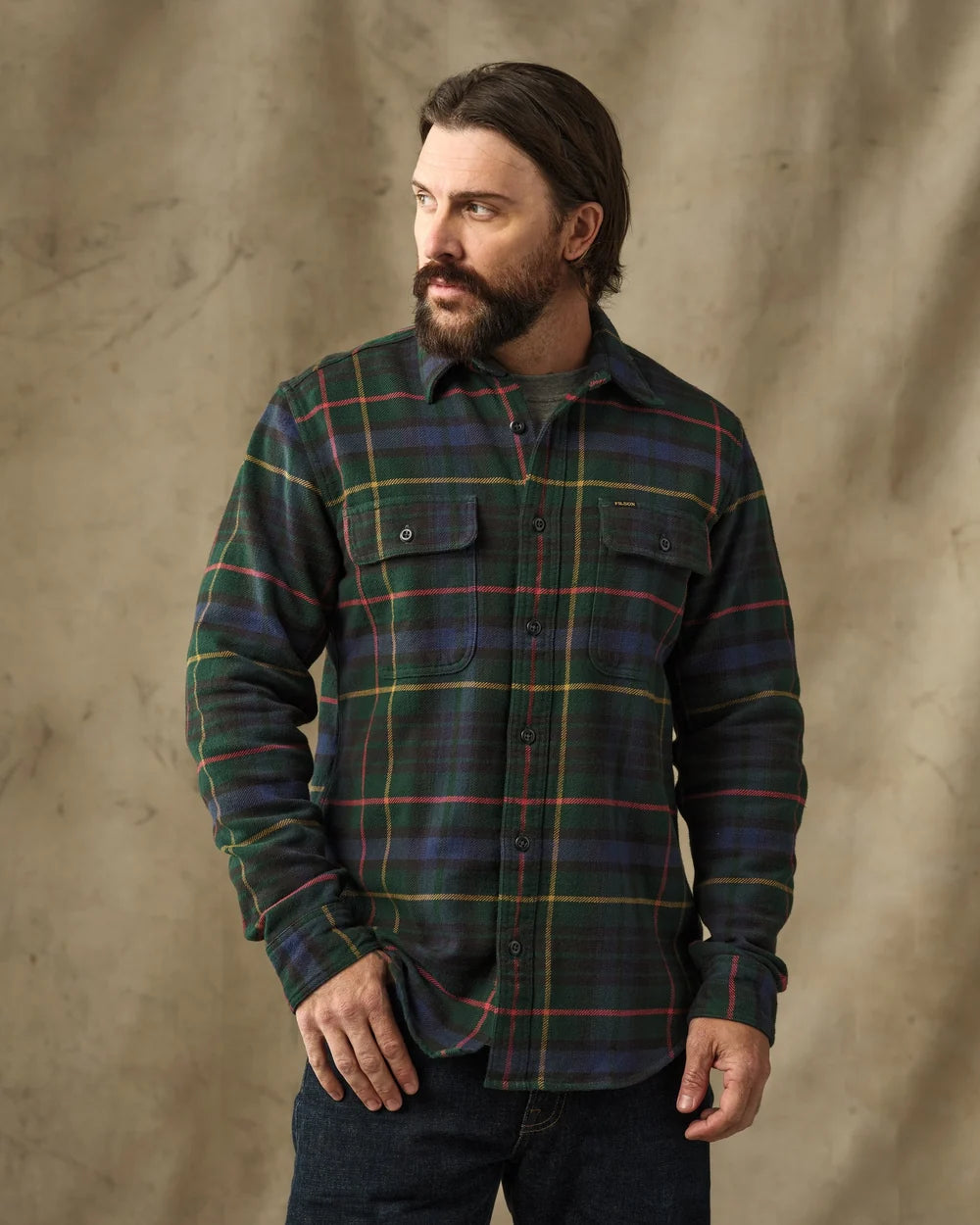 Vintage Flannel Work Shirt "Green/Navy Plaid"