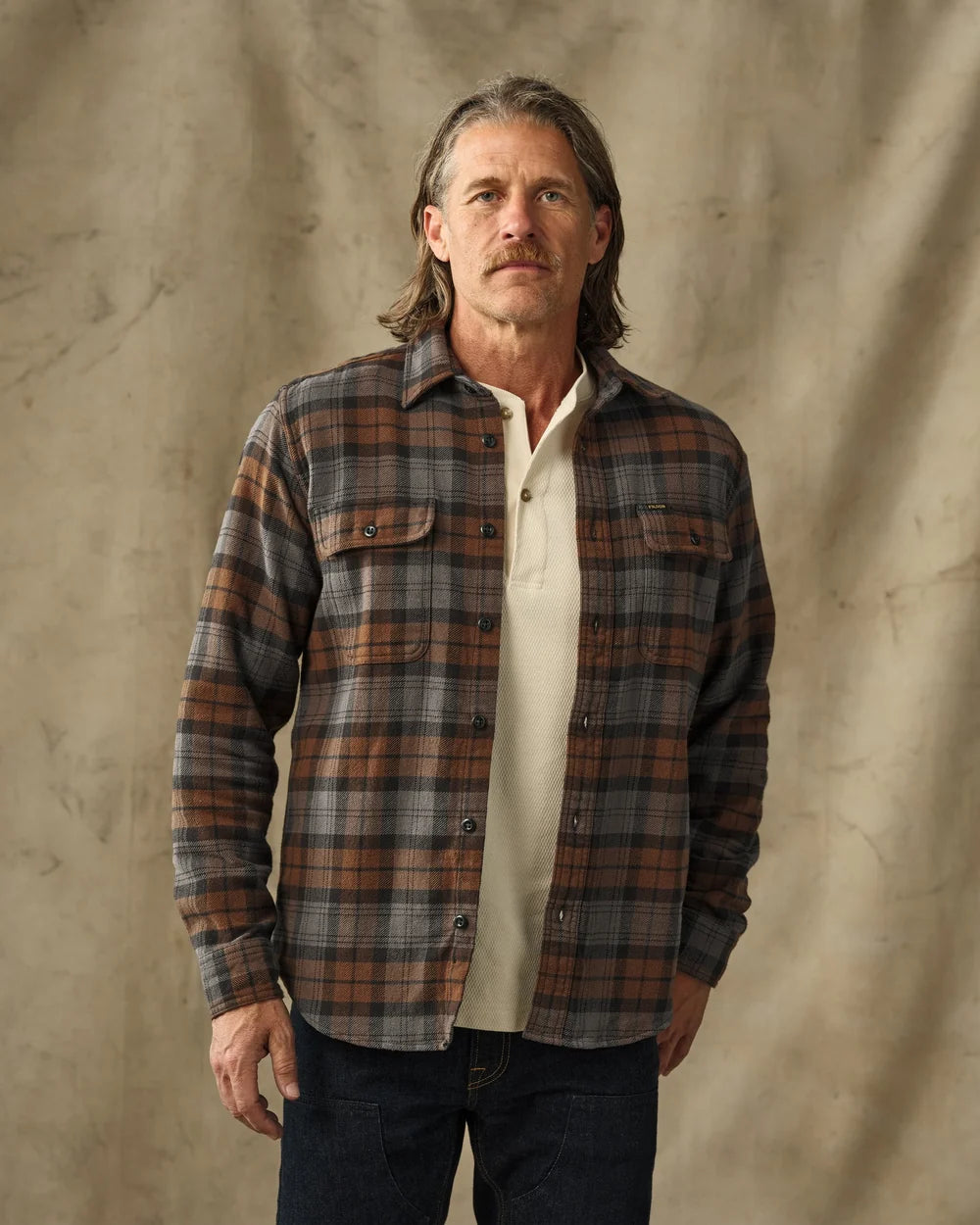 Vintage Flannel Work Shirt "Brown/Charcoal Plaid"
