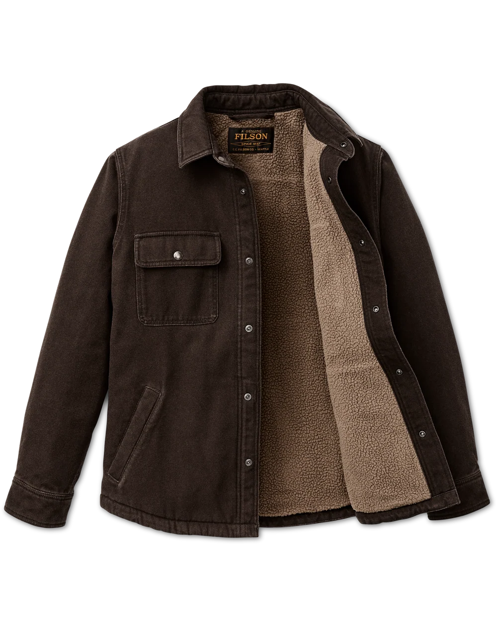 Fleece Lined Jac-Shirt "Dark Brown"