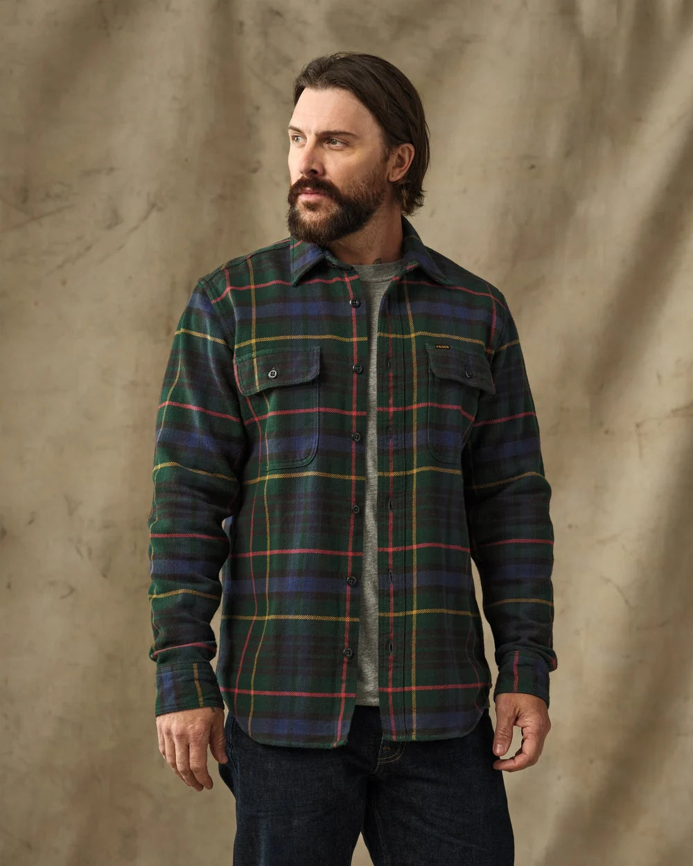 Vintage Flannel Work Shirt "Green/Navy Plaid"