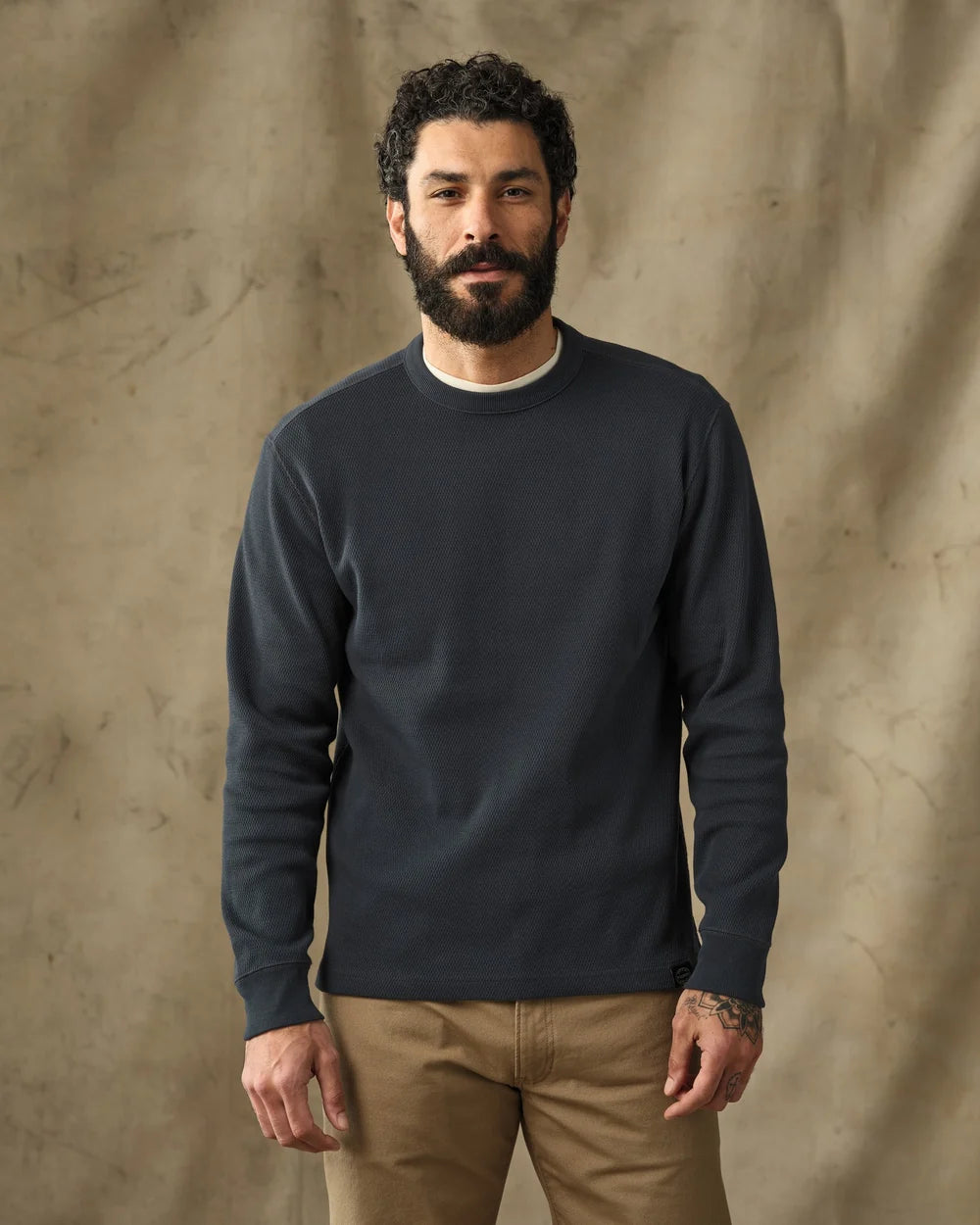 Waffle Knit Thermal Crewneck "Blue Mussel"