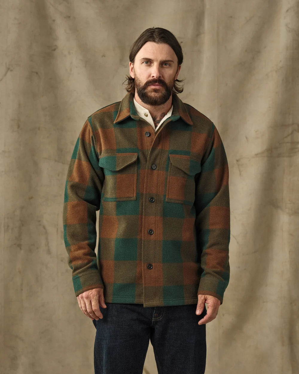 Wool Jac-Shirt "Bronze/Green Plaid"