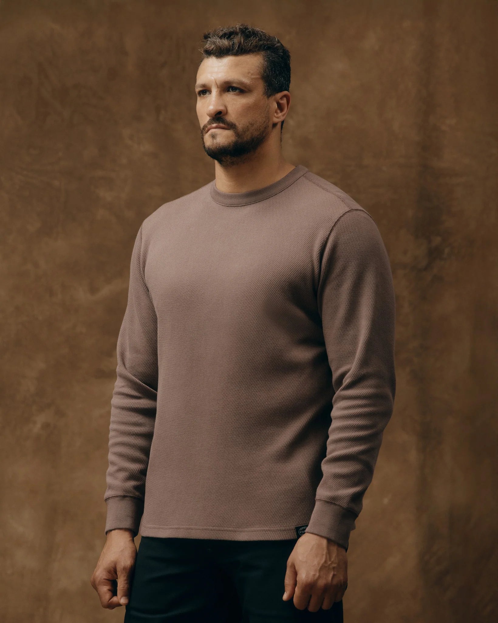 Waffle Knit Termal Crewneck "Brown"