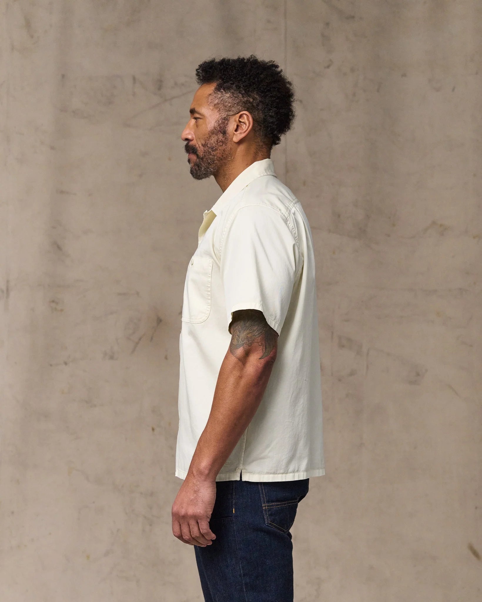 Short Sleeve 4.5-oz. Twill Camp Shirt "Ivory"