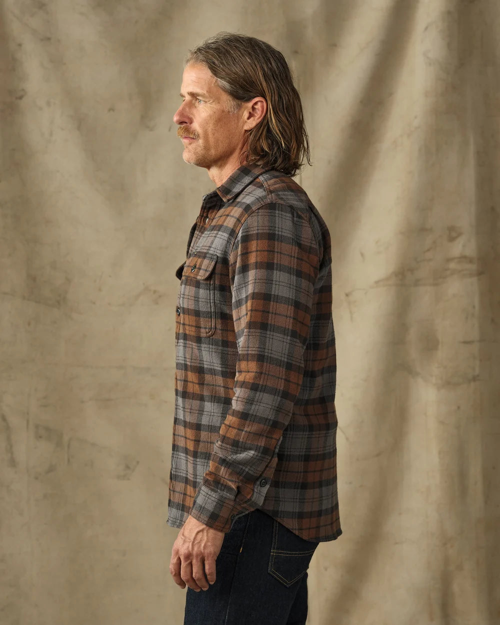 Vintage Flannel Work Shirt "Brown/Charcoal Plaid"