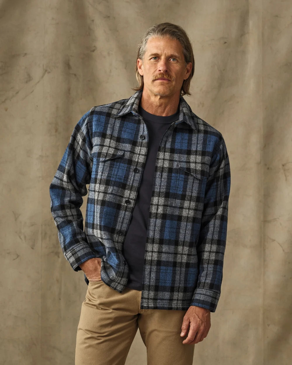 Wool Jac-Shirt "Blue/ Heather Grey Plaid"