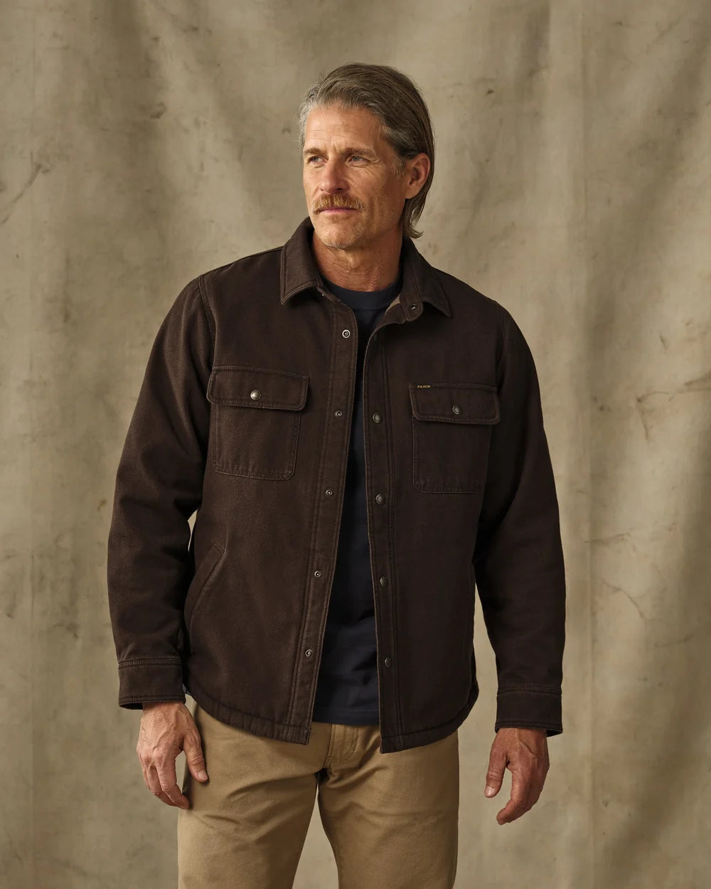 Fleece Lined Jac-Shirt "Dark Brown"