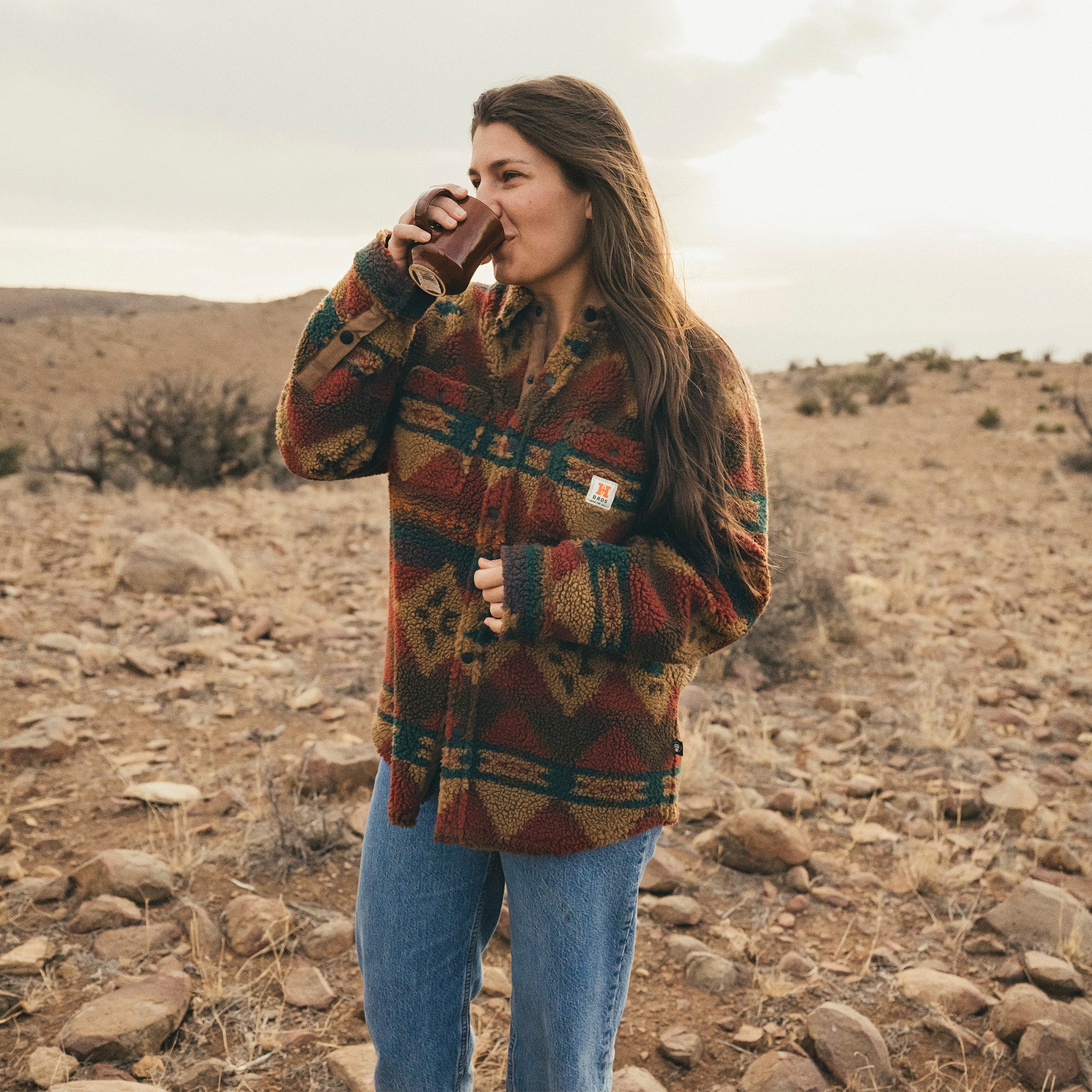 Allegheny Fleece Overshirt "Mitla Motifs Brick"