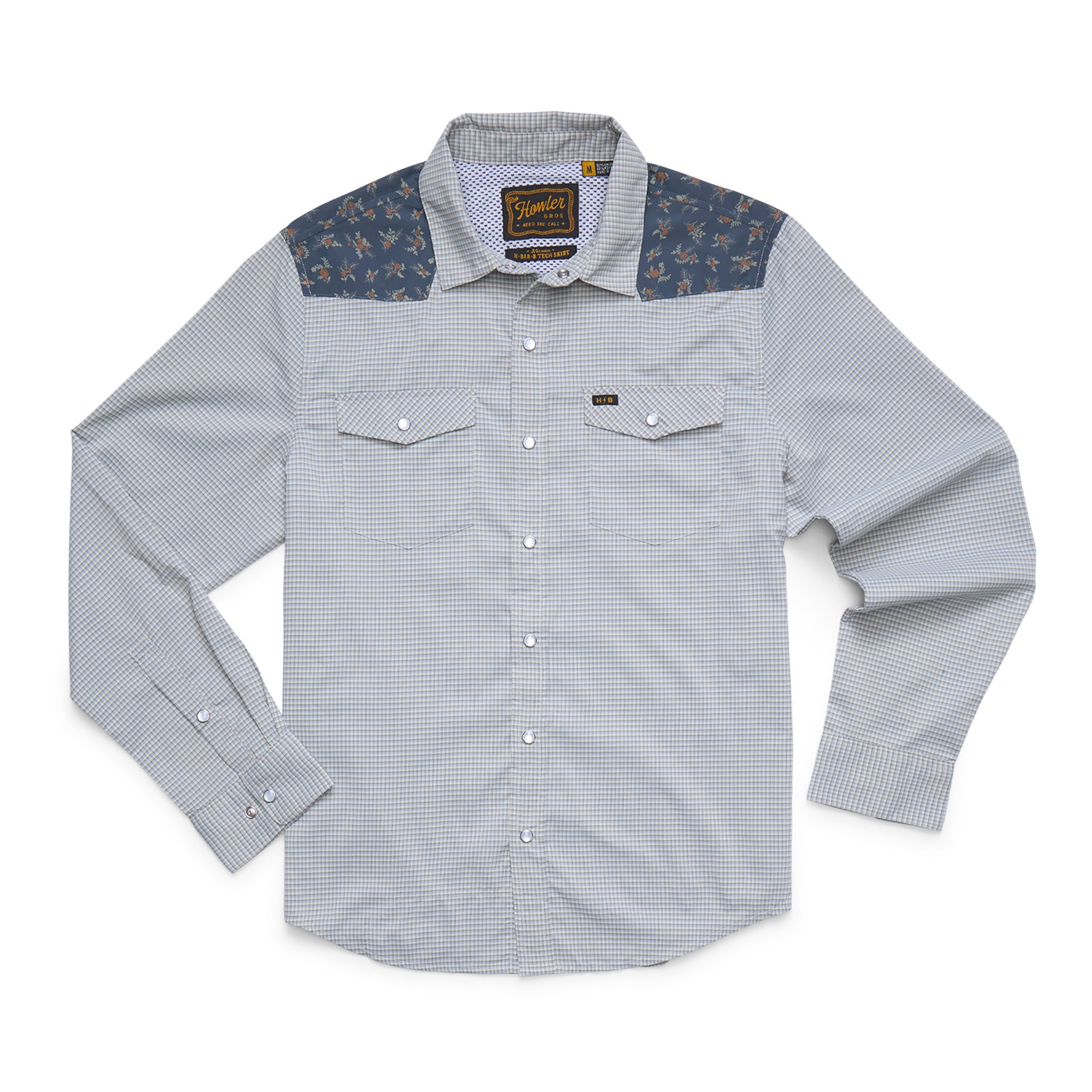 H Bar B Tech Longsleeve "Rancher Floral Smoke Blue"