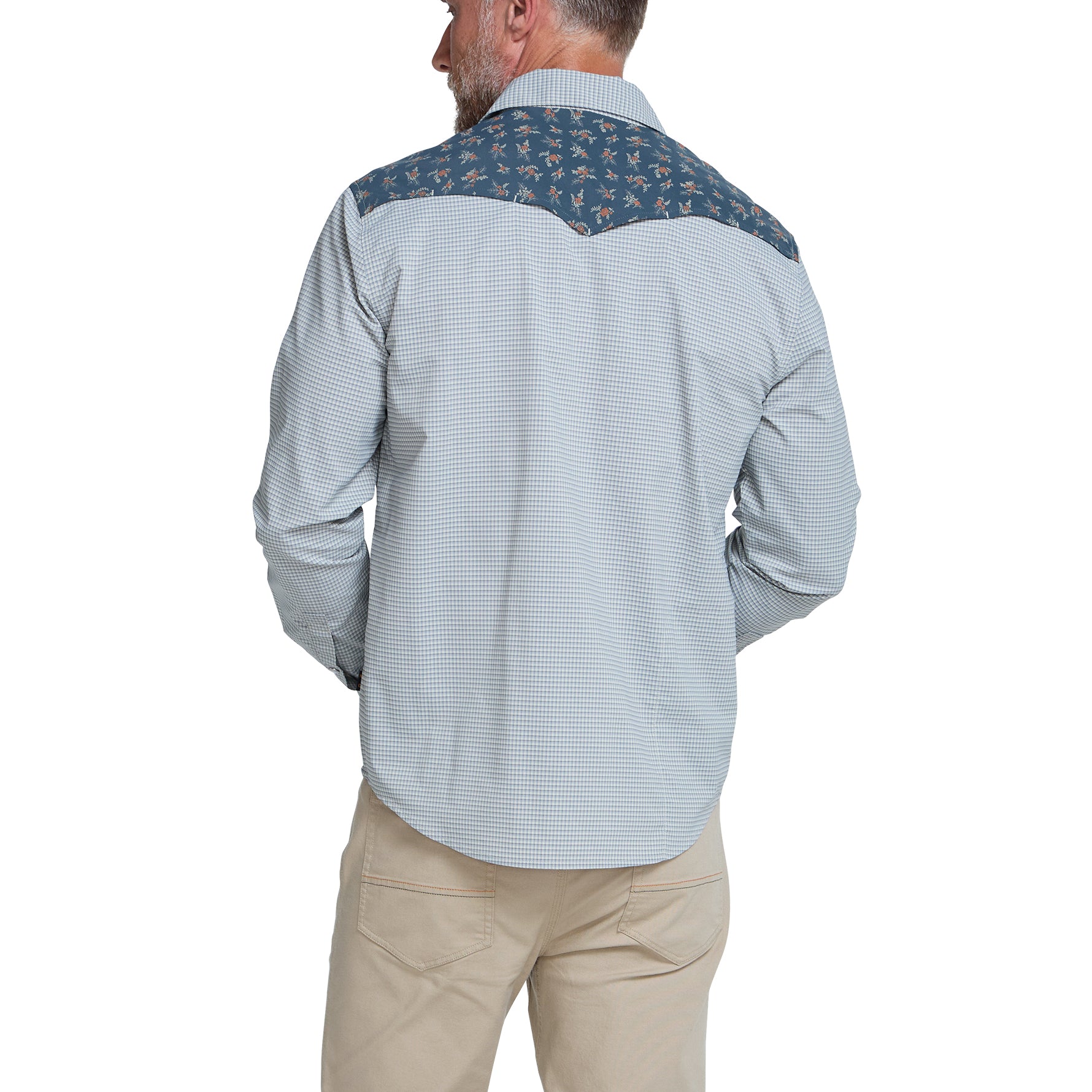 H Bar B Tech Longsleeve "Rancher Floral Smoke Blue"