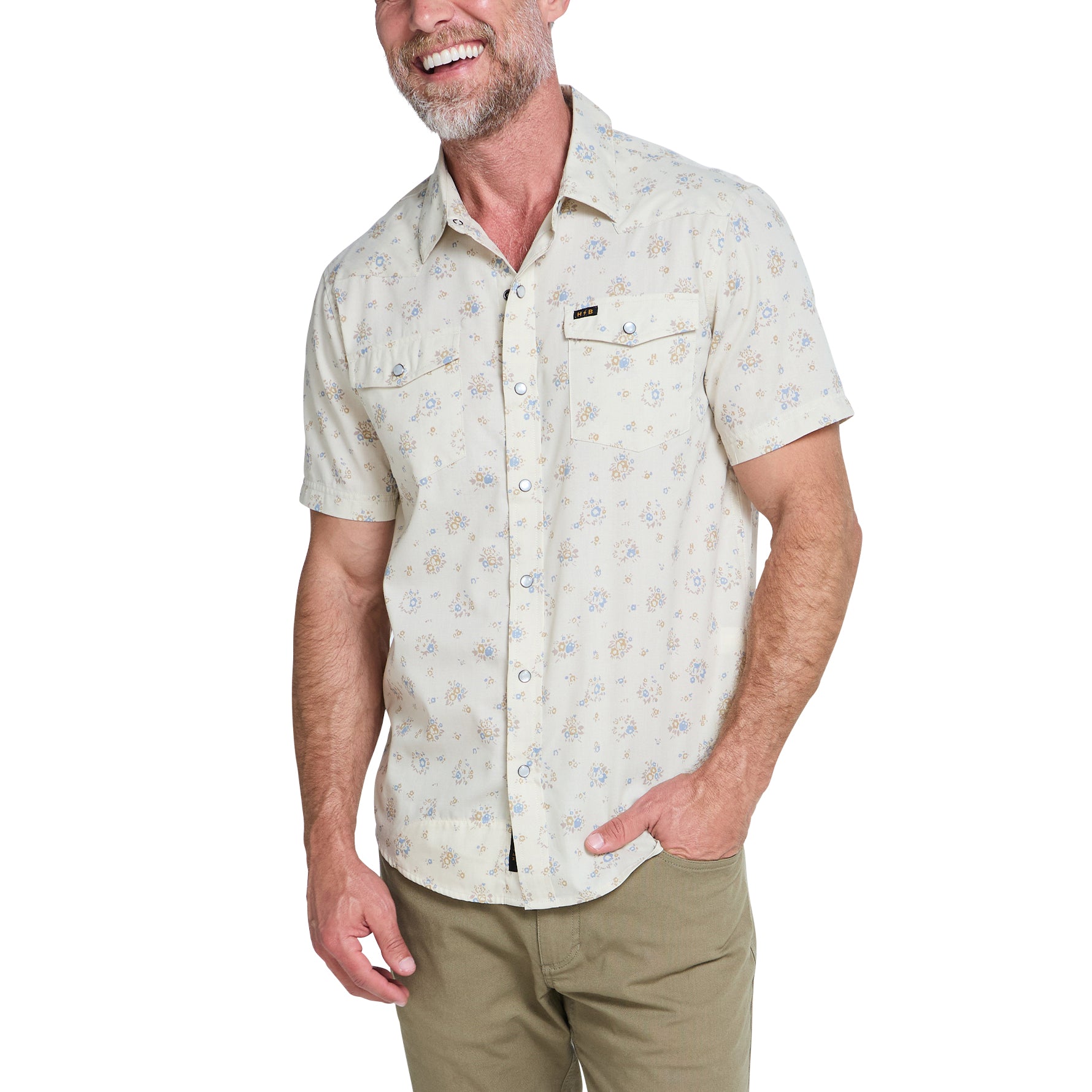 H Bar B Snapshirt "Bouquets Beige"