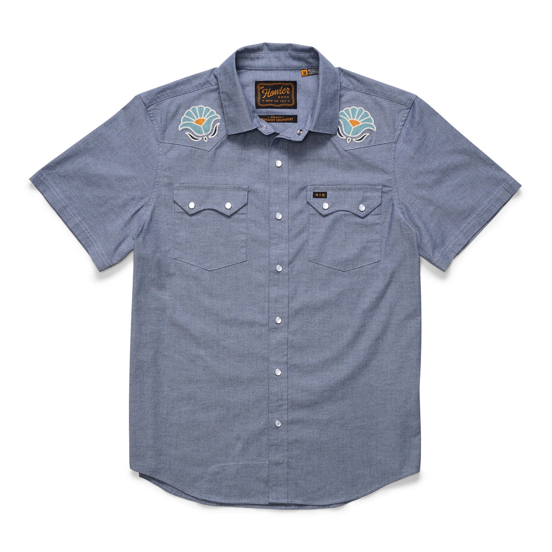 Crosscut Deluxe Snapshirt "Fresh Blooms Indigo"