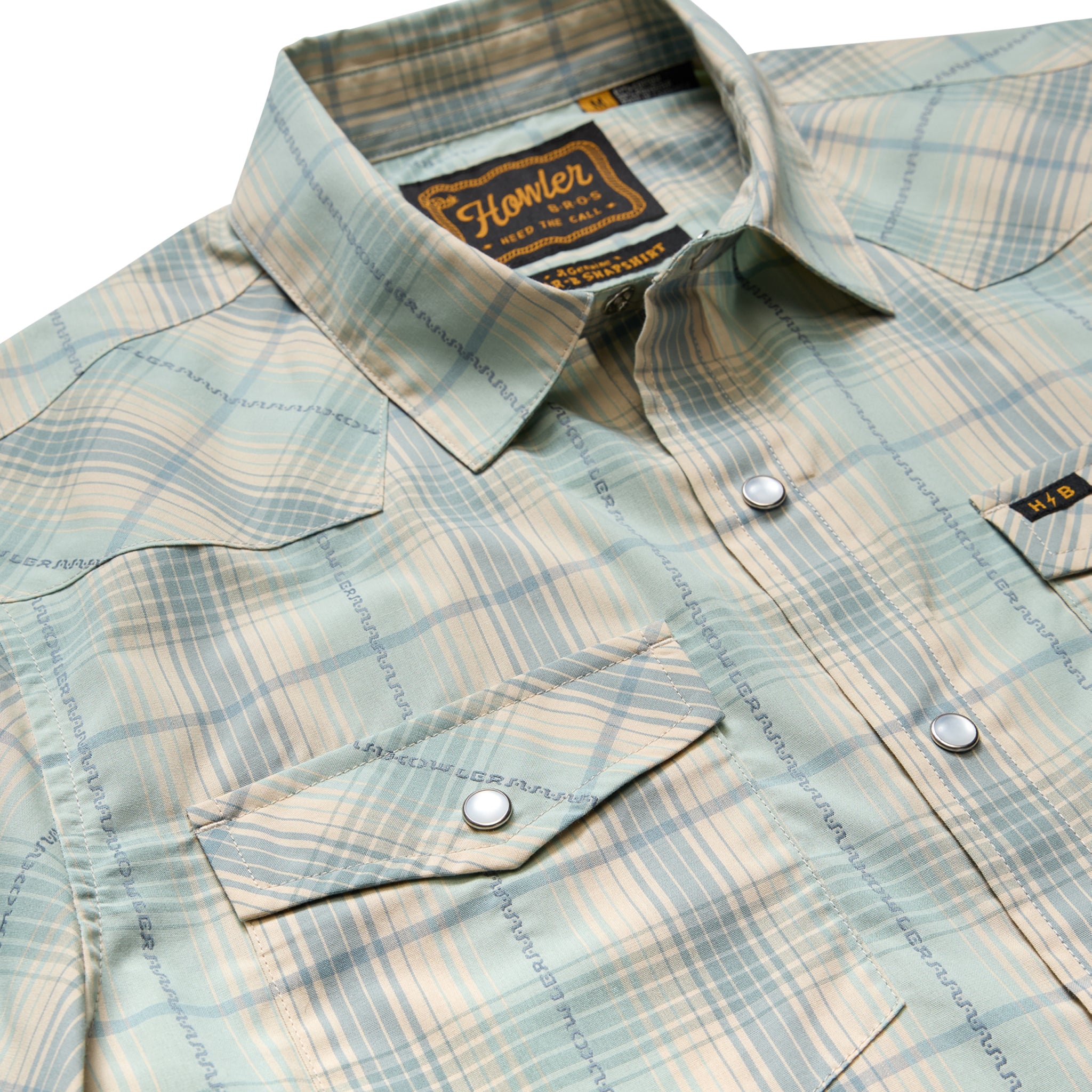 H Bar B Snapshirt "Prairie Plaid Seafoam"