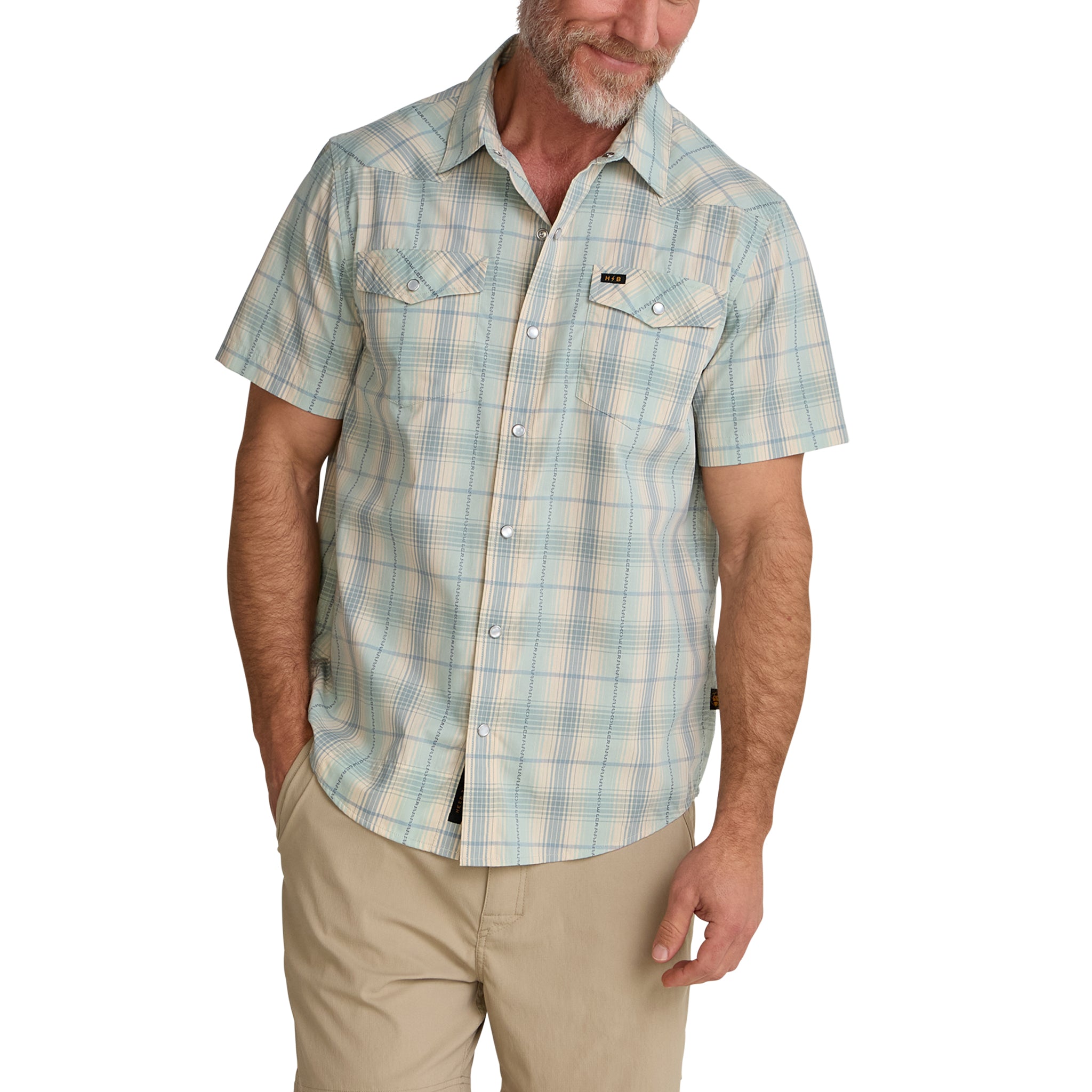 H Bar B Snapshirt "Prairie Plaid Seafoam"