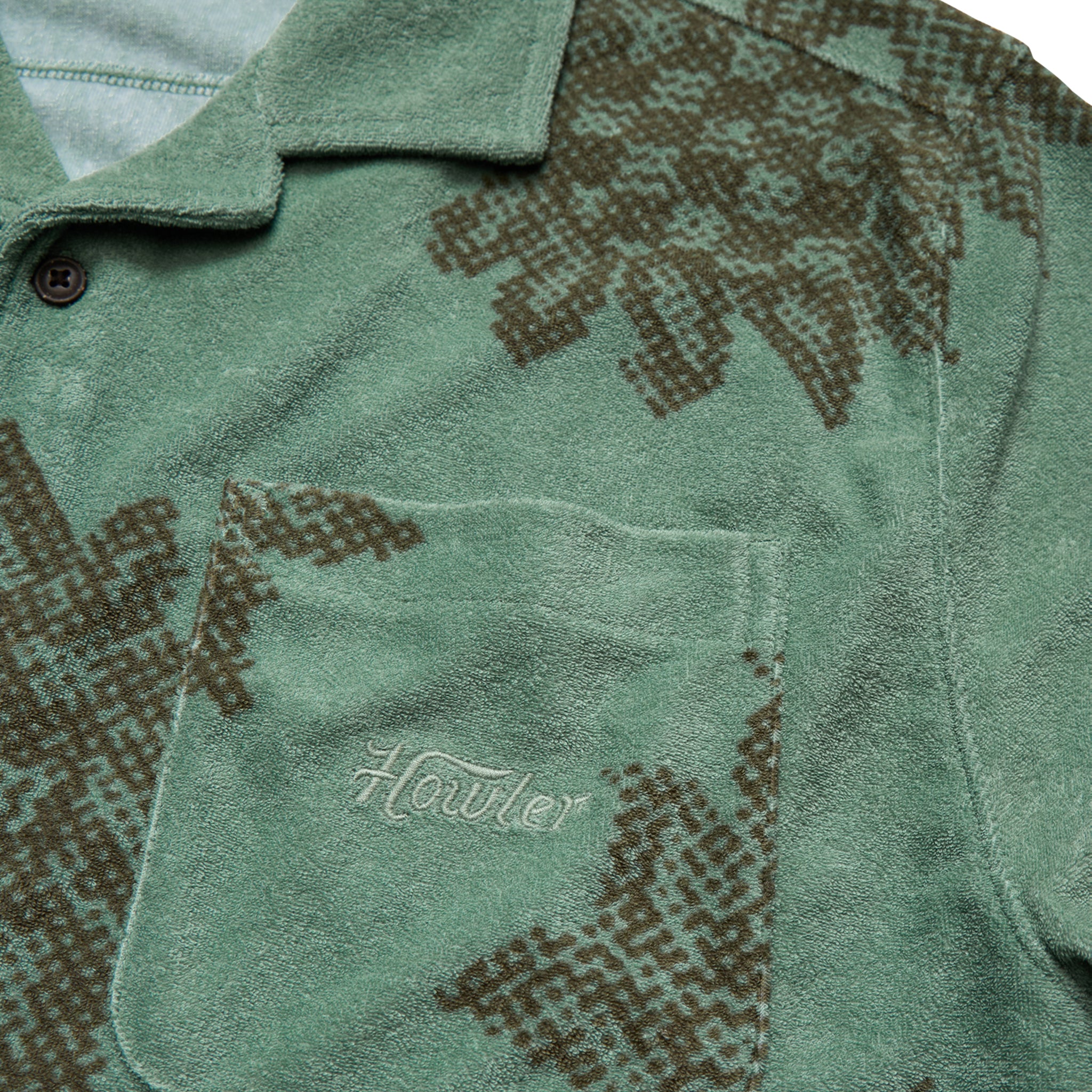 Palapa Terry Shirt "Sunflower Pixels : Granite Green"