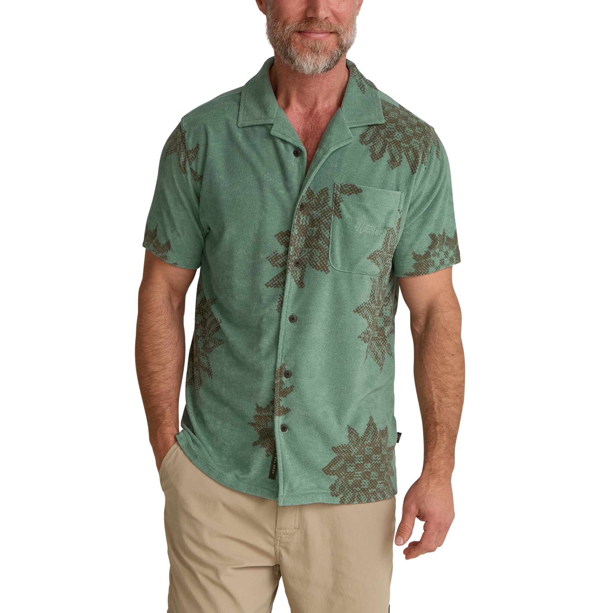 Palapa Terry Shirt "Sunflower Pixels : Granite Green"