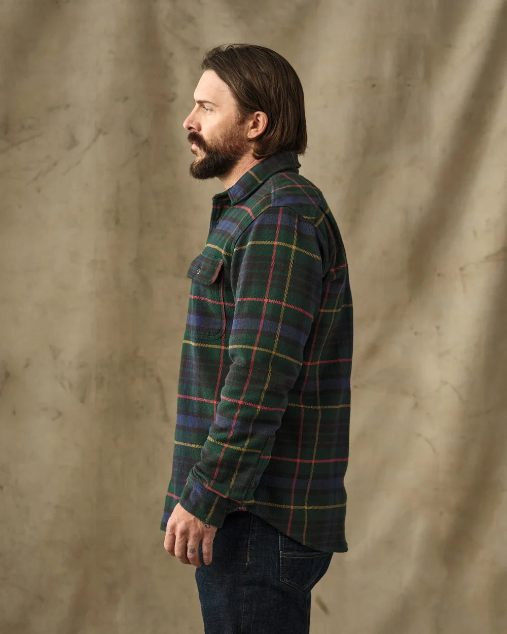 Vintage Flannel Work Shirt "Green/Navy Plaid"