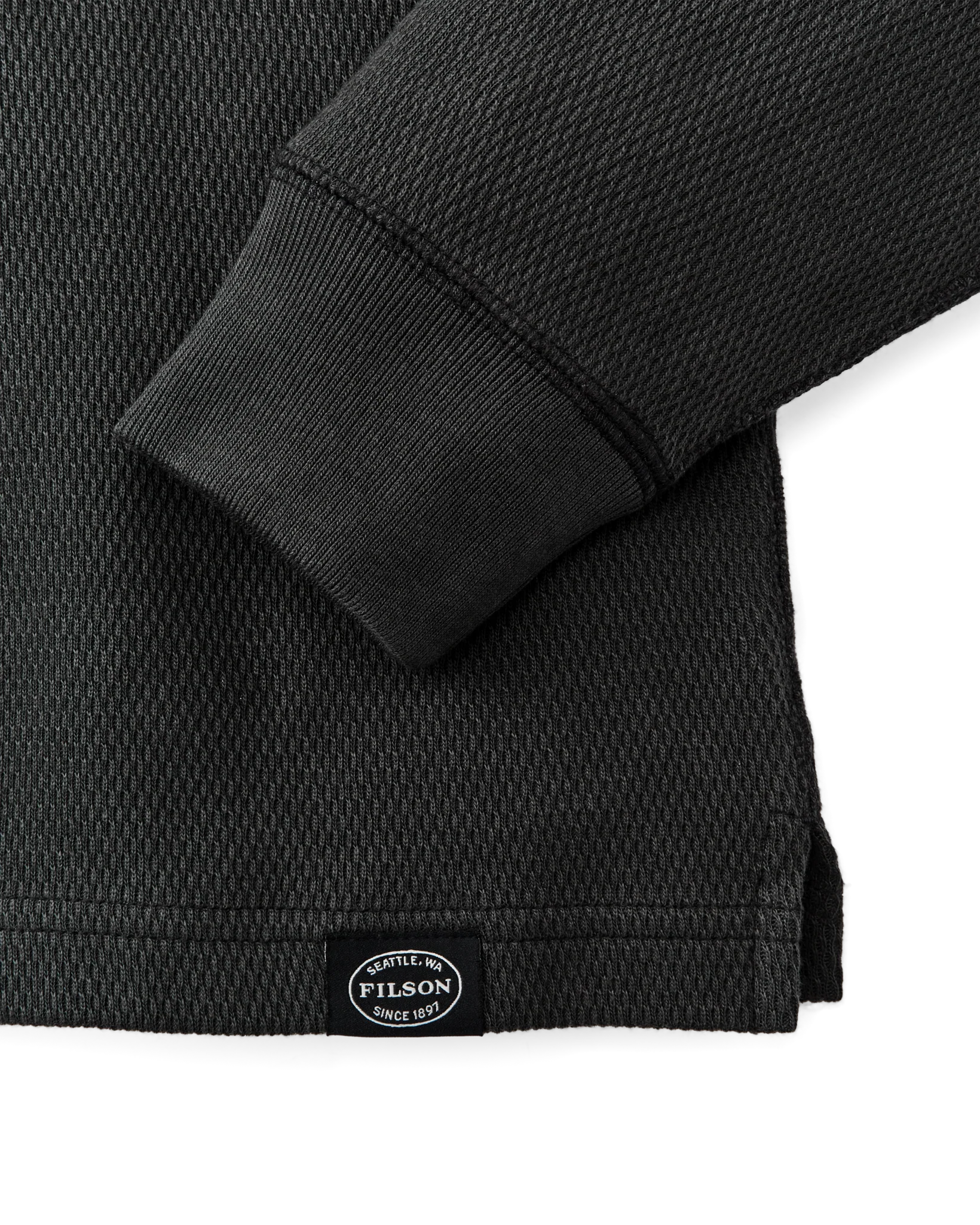 Waffle Knit Thermal Crew "Faded Black"