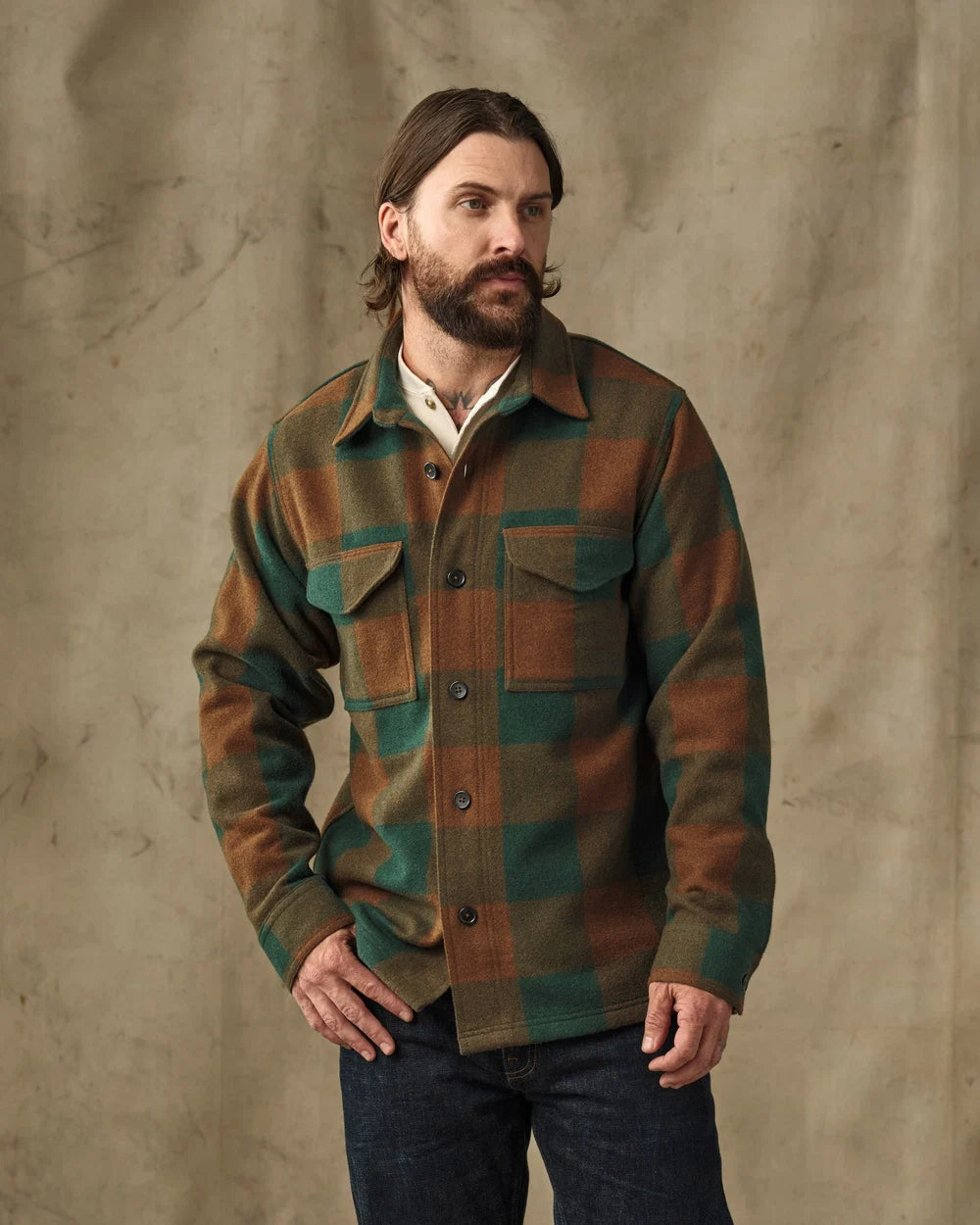 Wool Jac-Shirt "Bronze/Green Plaid"