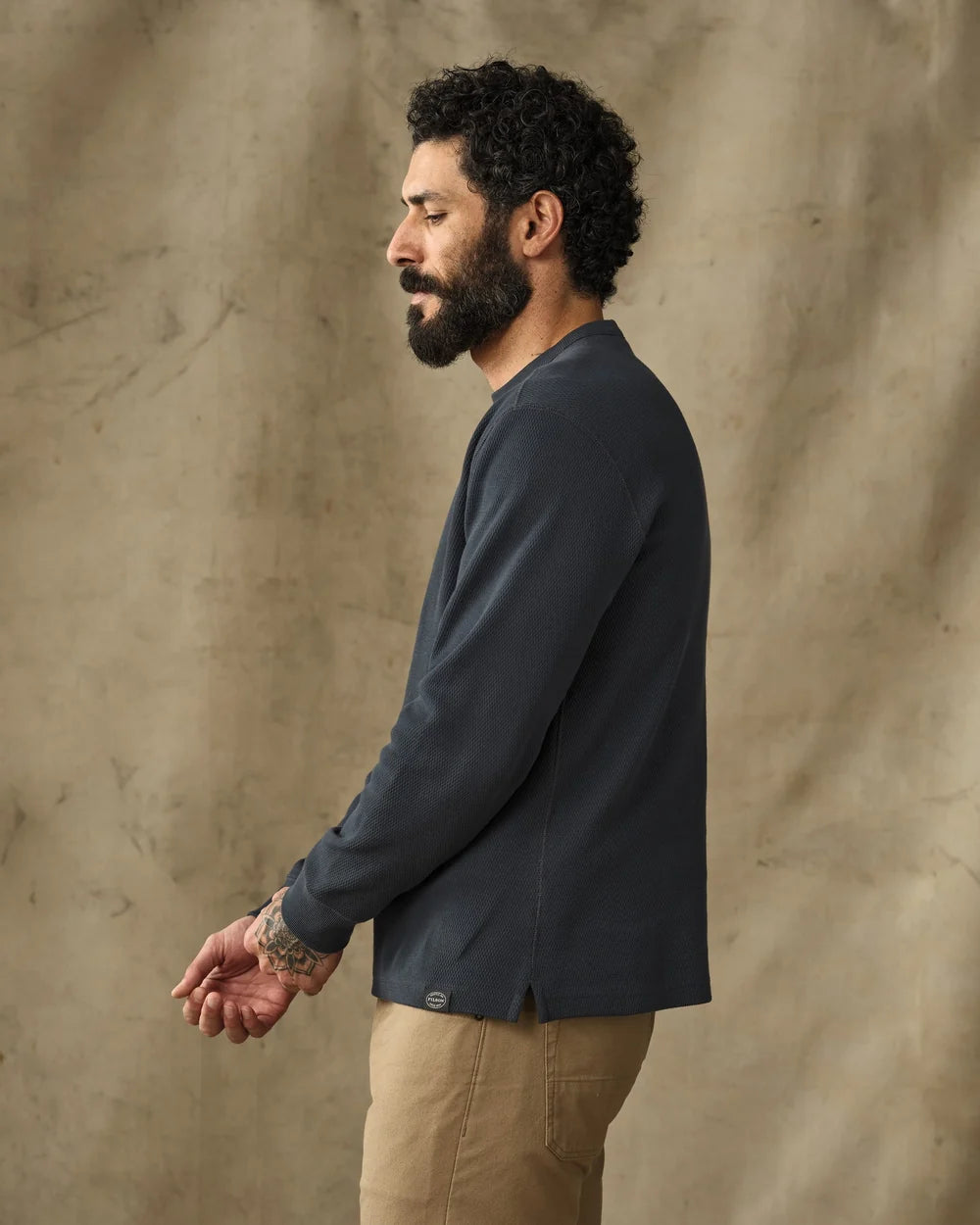 Waffle Knit Thermal Crewneck "Blue Mussel"