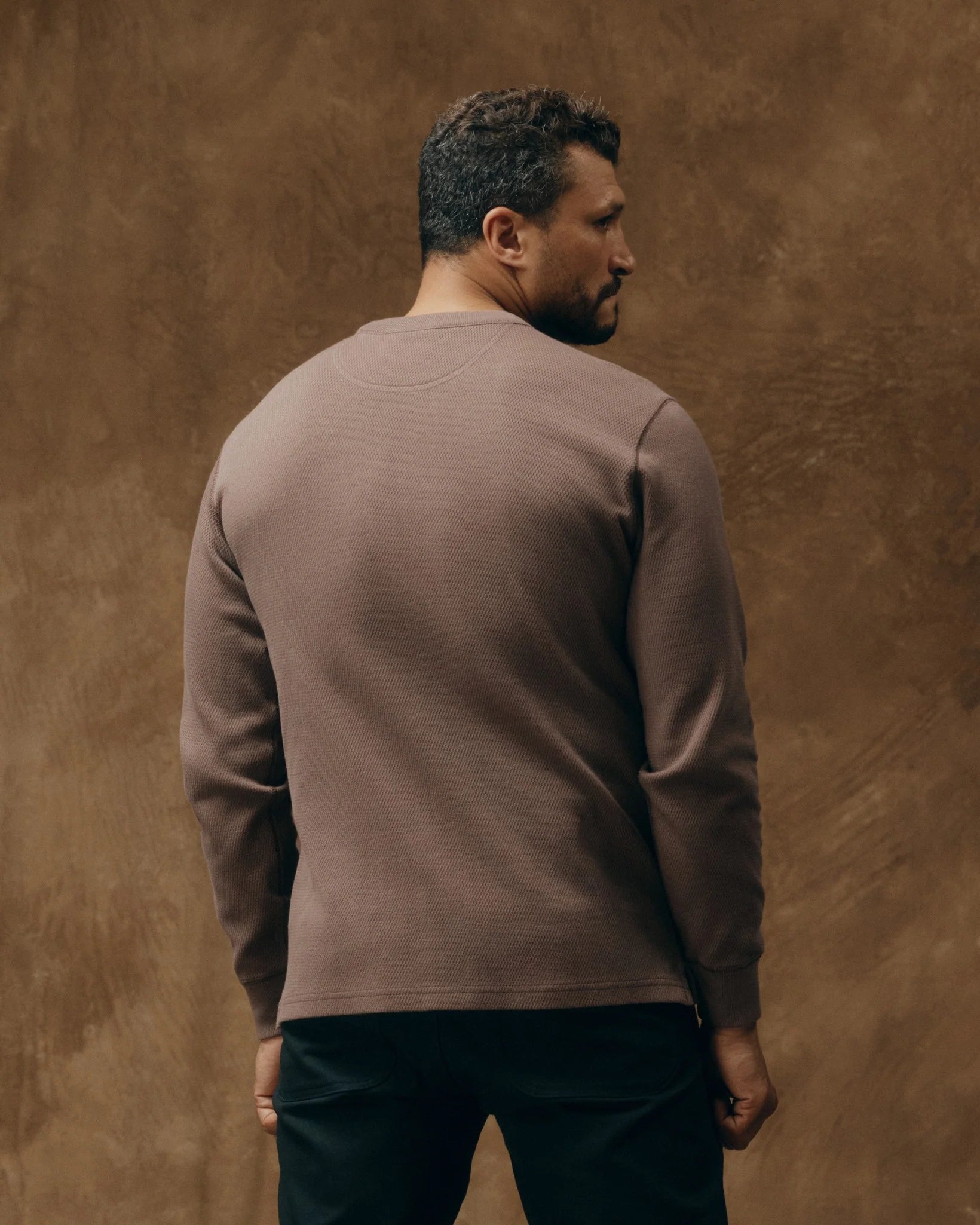 Waffle Knit Termal Crewneck "Brown"