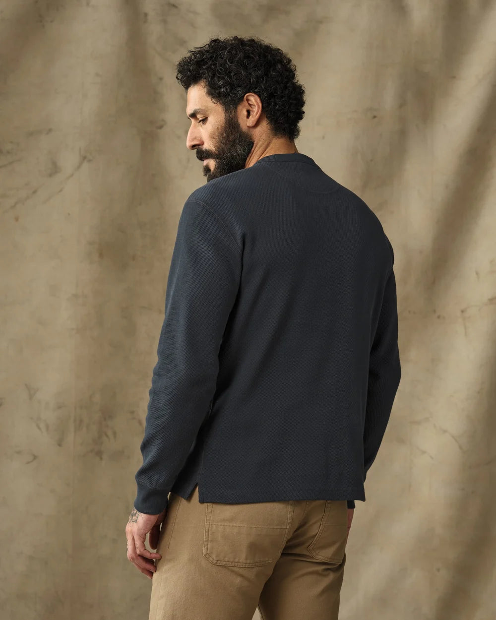 Waffle Knit Thermal Crewneck "Blue Mussel"