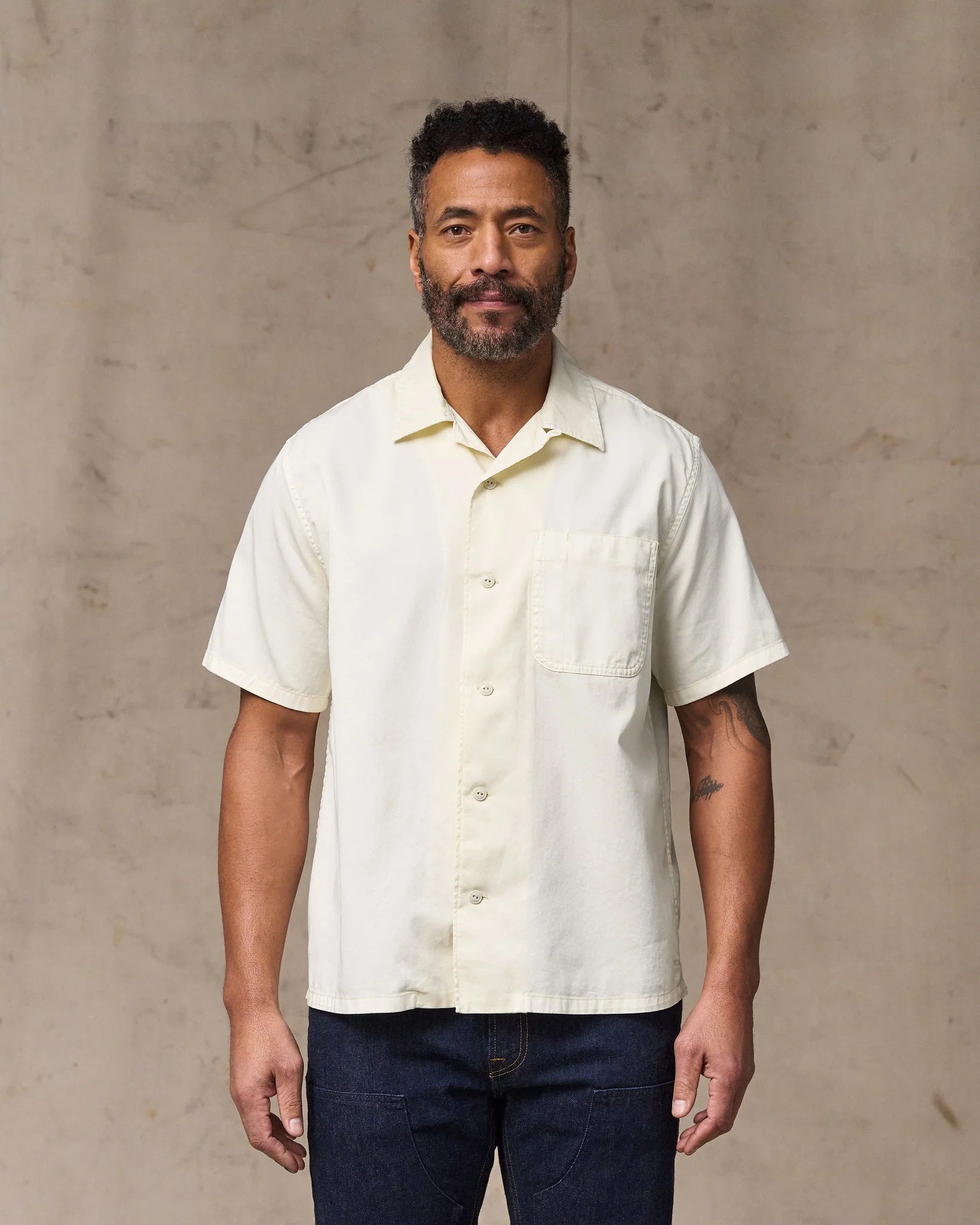 Short Sleeve 4.5-oz. Twill Camp Shirt "Ivory"