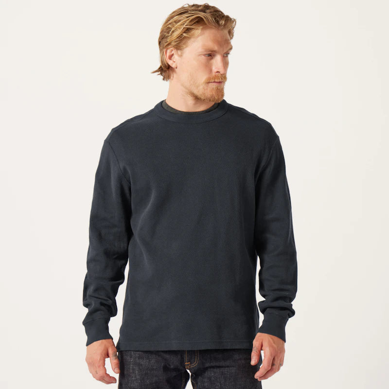 Waffle Knit Thermal Crew "Navy"