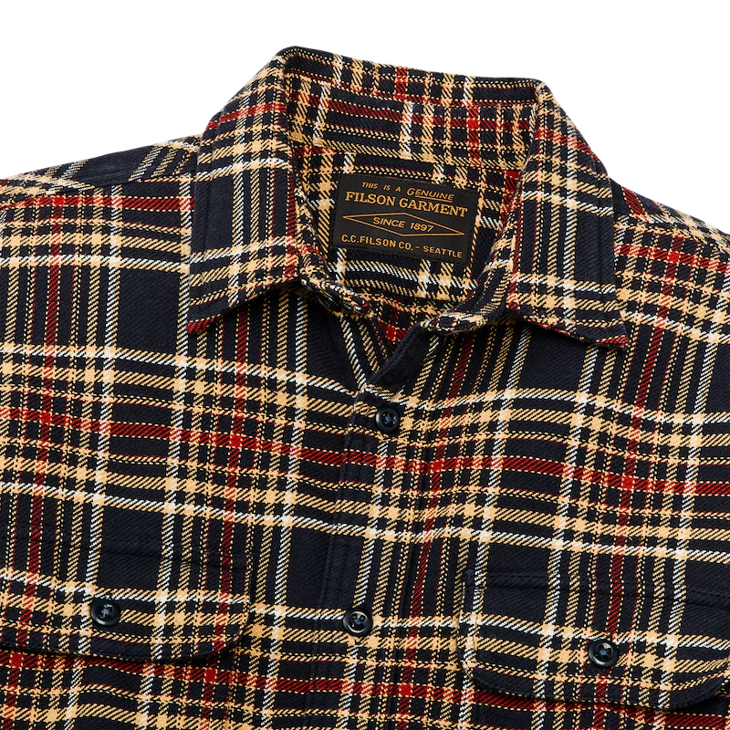 Vintage Flannel Work Shirt "NvyIvryRed"