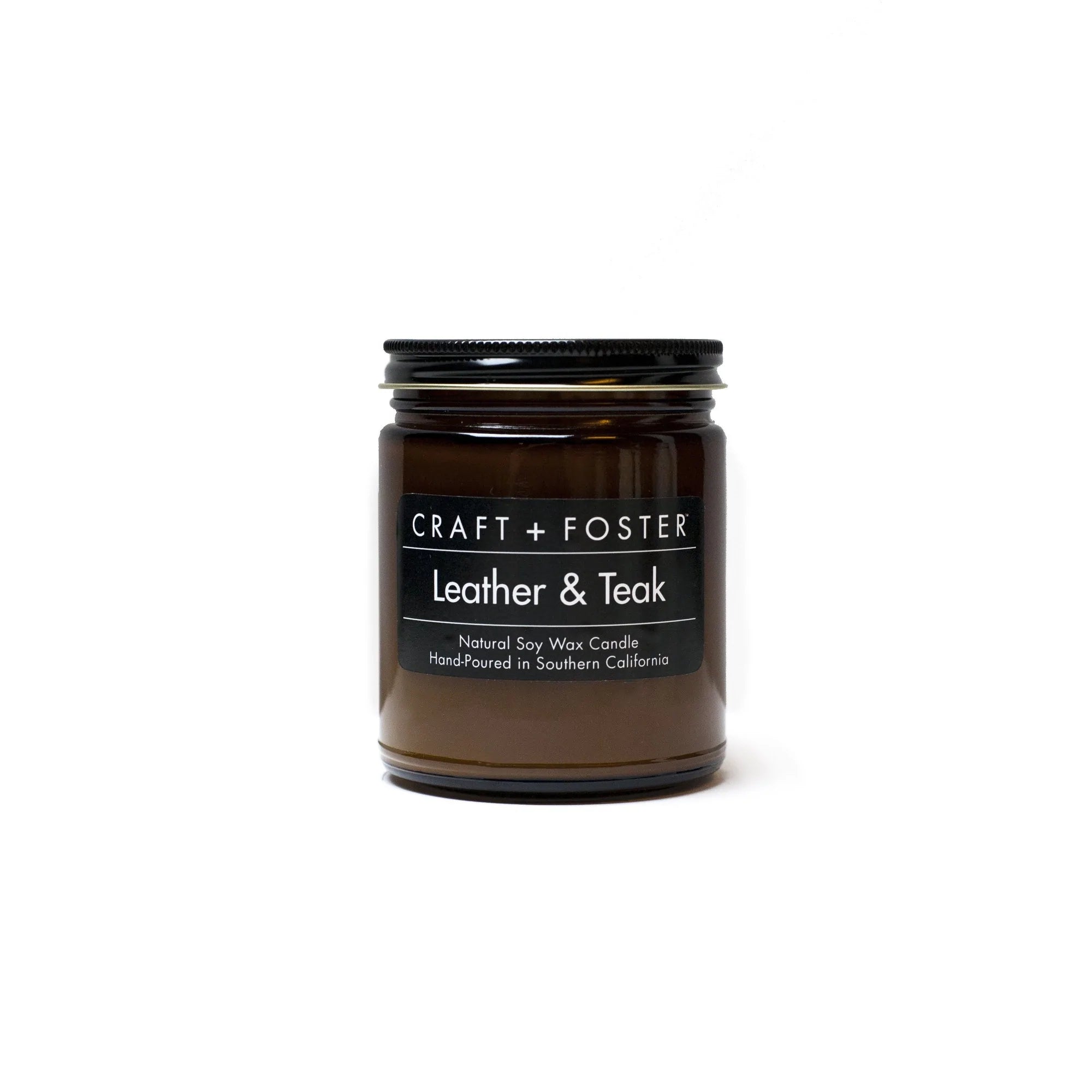 LEATHER & TEAK - 8oz NATURAL SOY WAX CANDLE