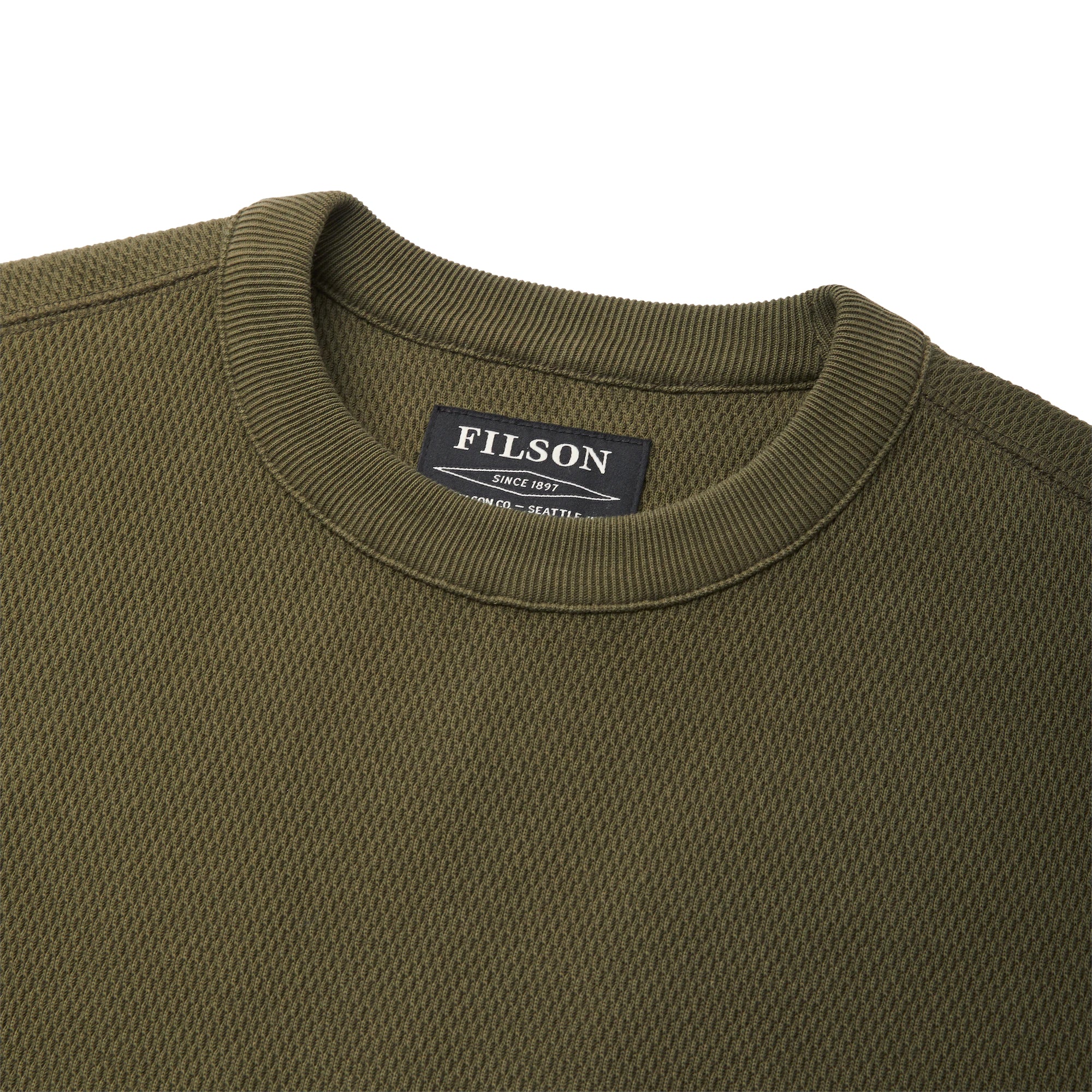 Waffle Knit Thermal Crew "Mossy Rock"
